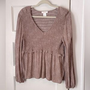 URBAN ROMANTICS Womens size XL spotted black brown long sleeve dress shirt